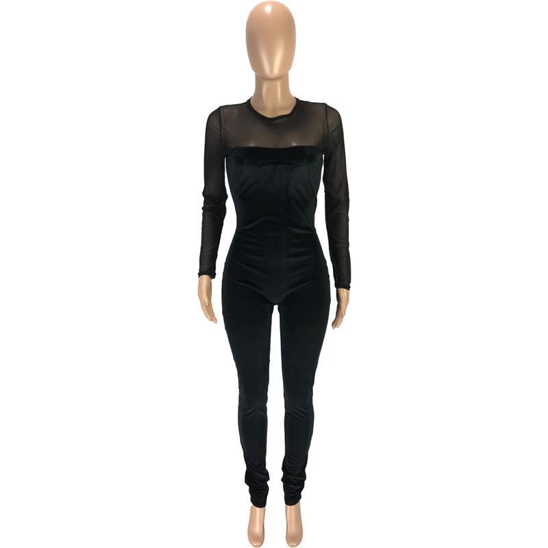 Ladies Jumpsuit Long Sleeve Elegant Slim Fit Pullover