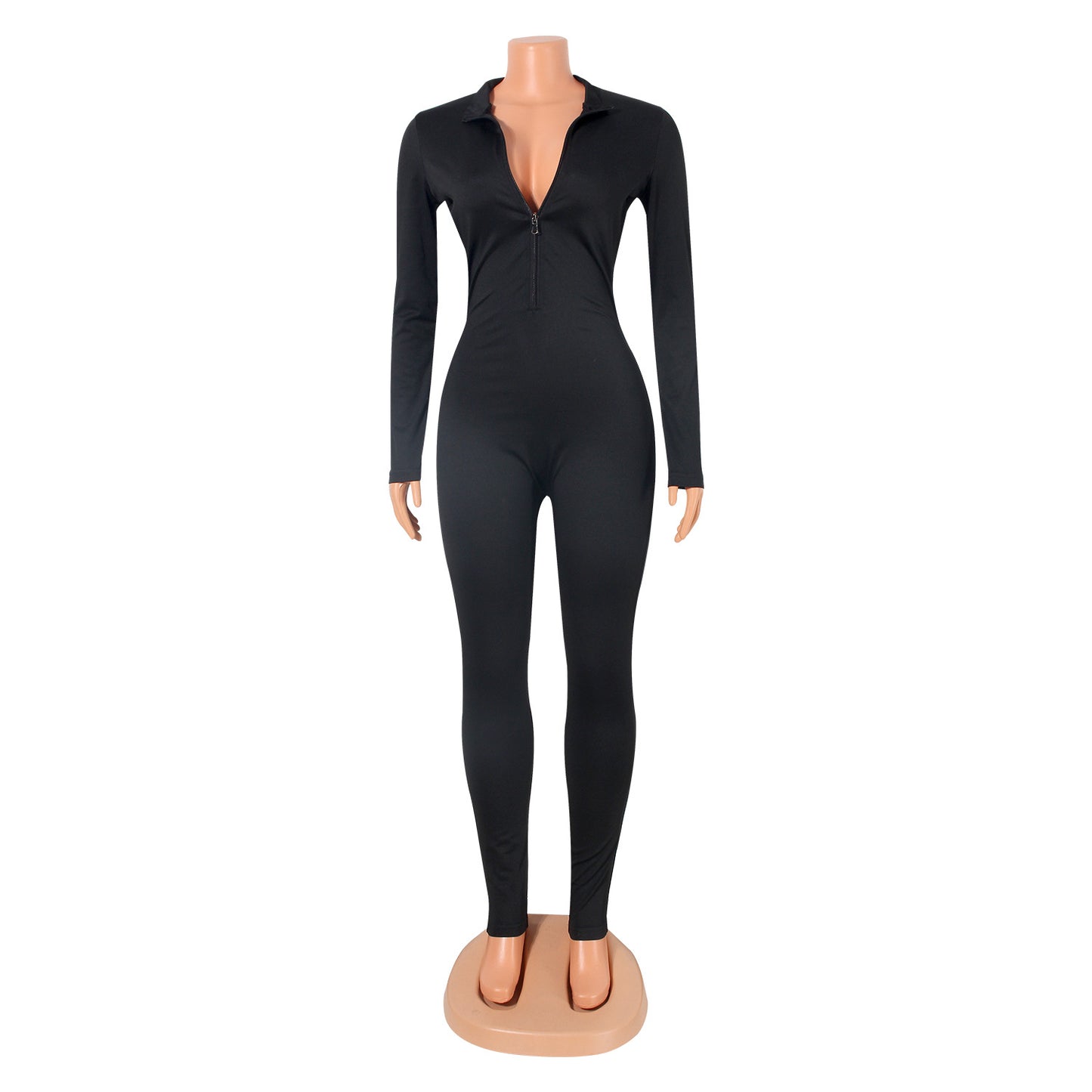 Sports And Leisure Tight-Fitting Long-Sleeved Women Jumpsuit
