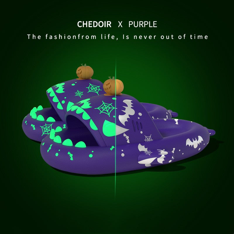 Halloween And Christmas Luminous Shark Slippers