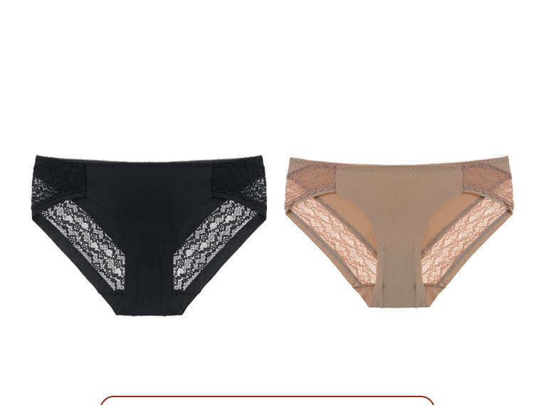 One Piece Ice Silk And Lace Low-waist Underwear