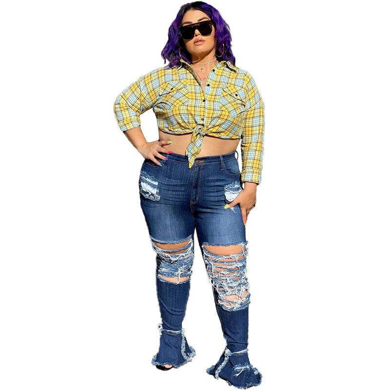 Trumpet Street Fashion Trend Ripped Women's Jeans