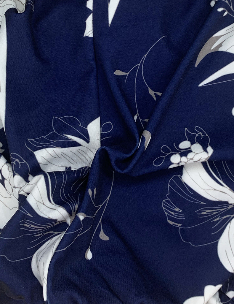 Fashion V-neck Long Sleeve Loose Wide Leg Printed Jumpsuit
