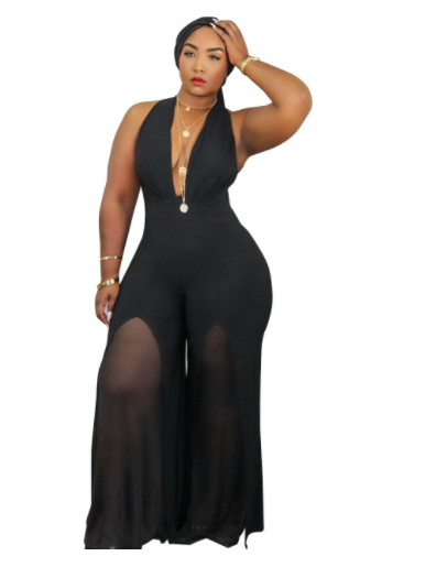 Topless Solid Color Chiffon Women Jumpsuit