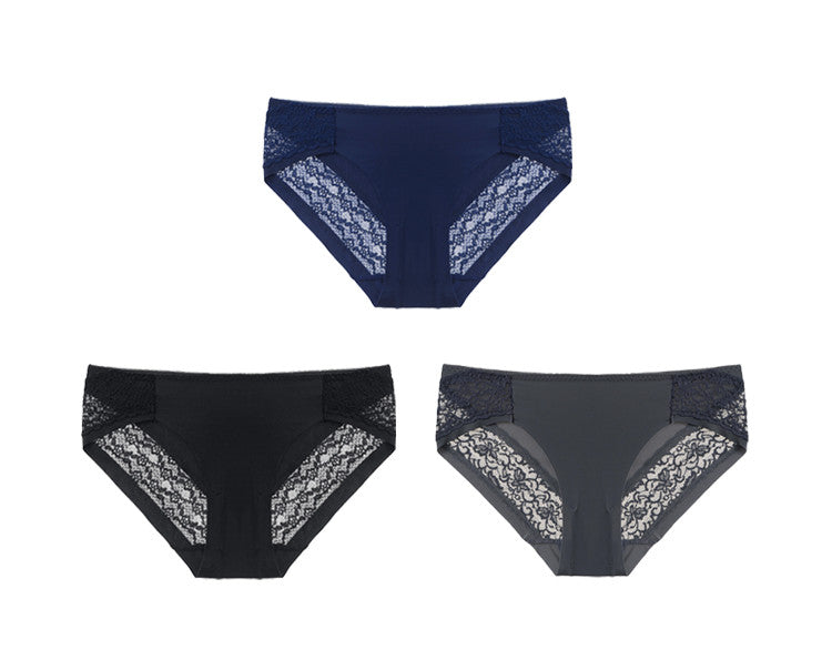 One Piece Ice Silk And Lace Low-waist Underwear