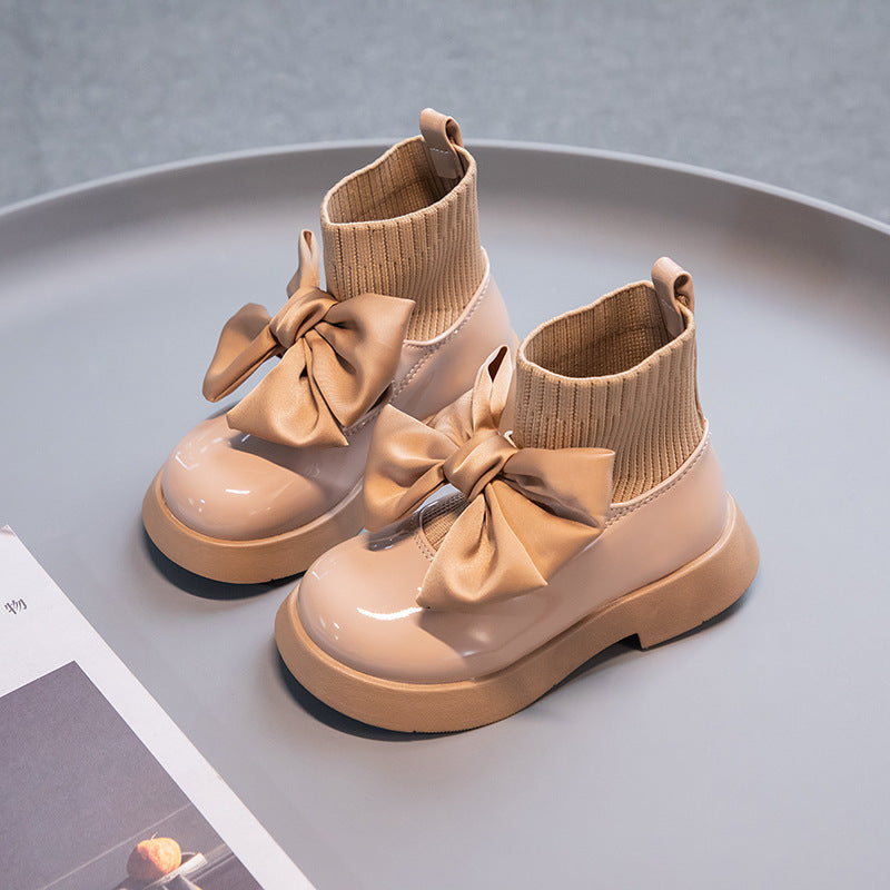 Little Girl Bow Princess Style Leather Boots