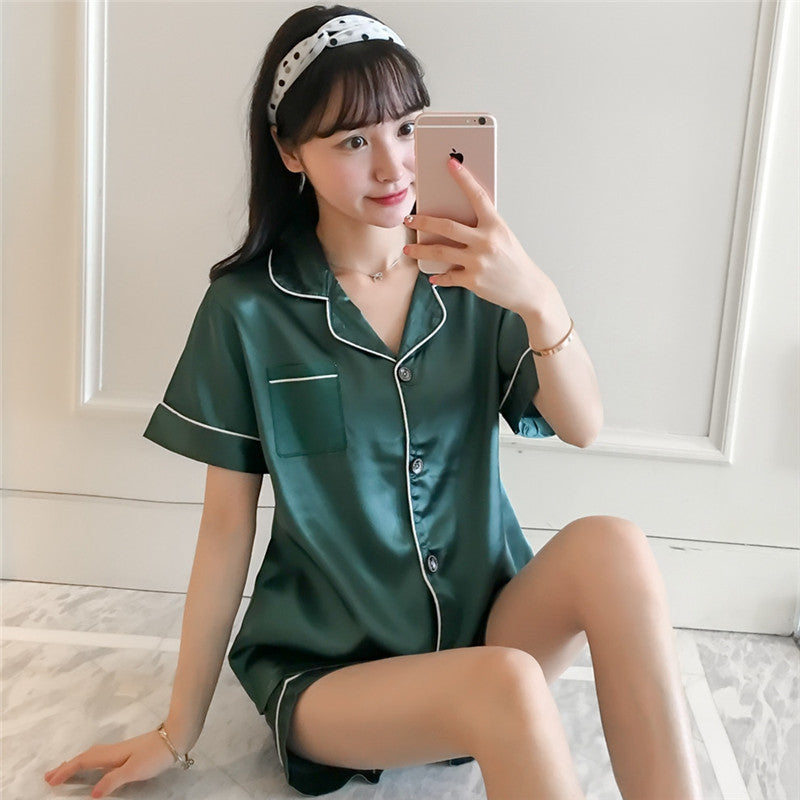 Short Set Silk Pajamas