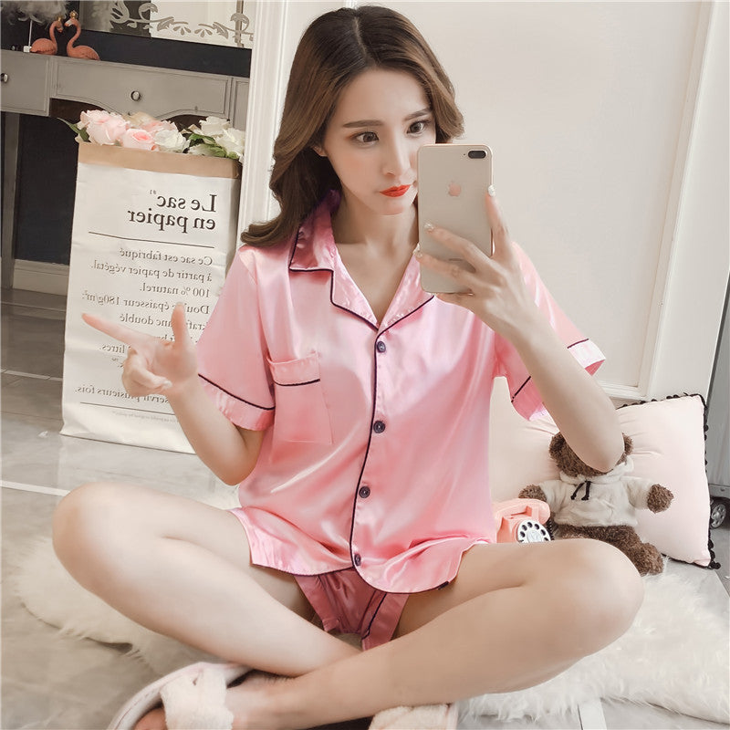Short Set Silk Pajamas