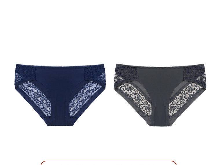 One Piece Ice Silk And Lace Low-waist Underwear