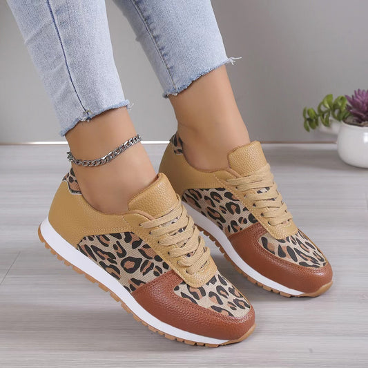 Leopard Print Lace-up Sports Sneakers