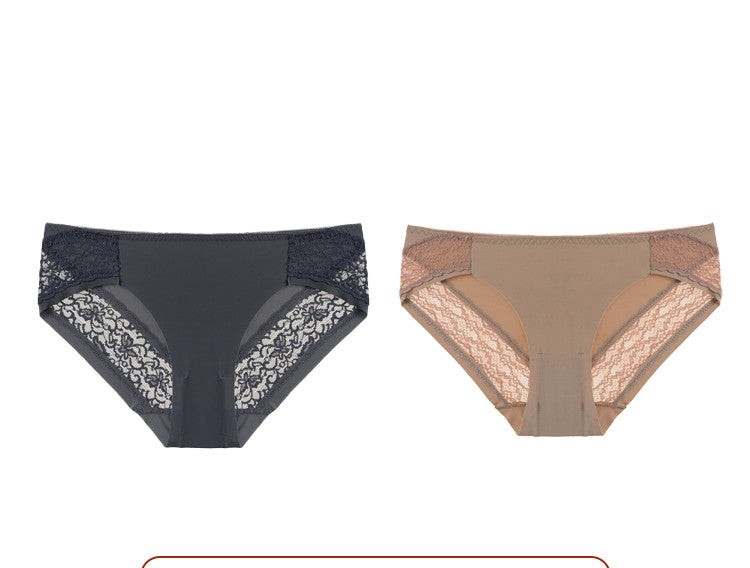 One Piece Ice Silk And Lace Low-waist Underwear