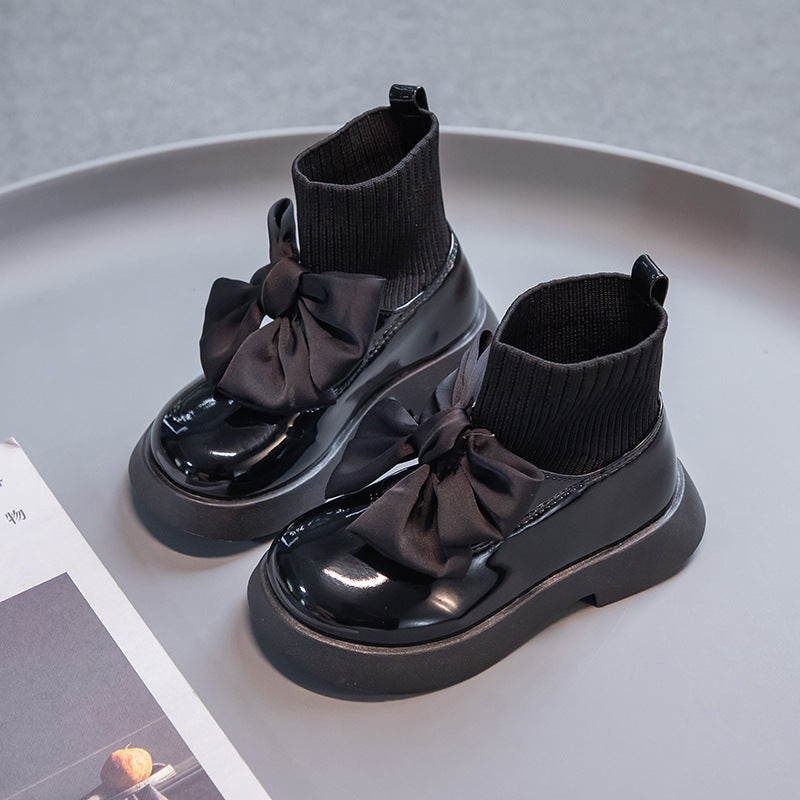 Little Girl Bow Princess Style Leather Boots
