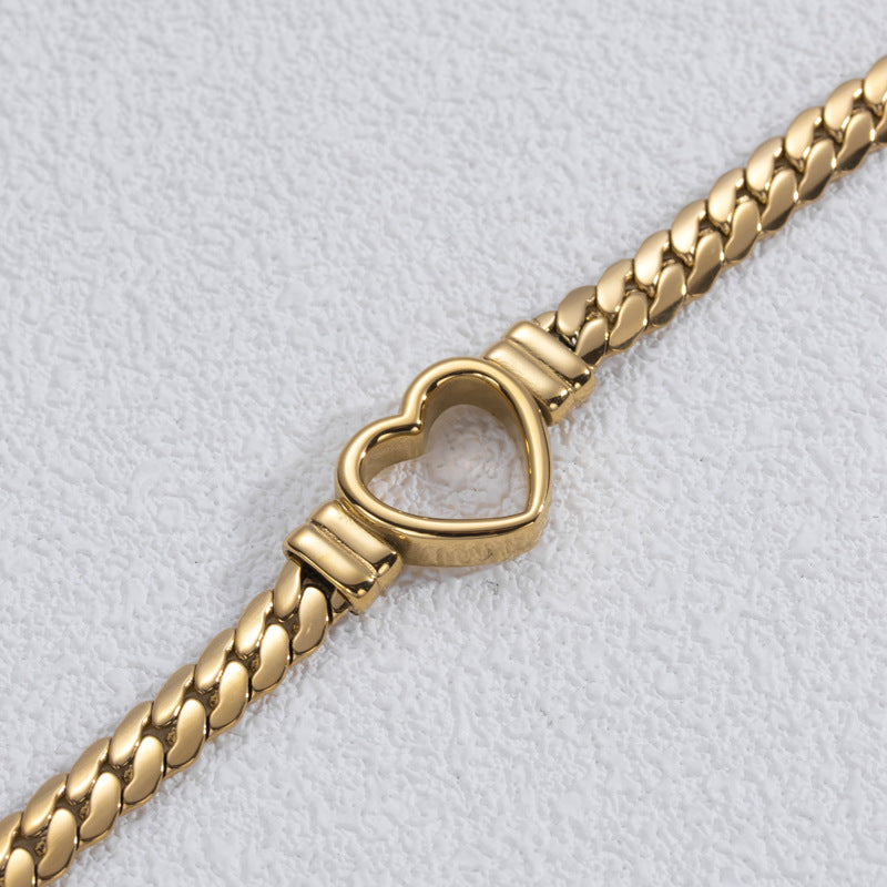 Simple Hollow Heart Titanium Steel Bracelet