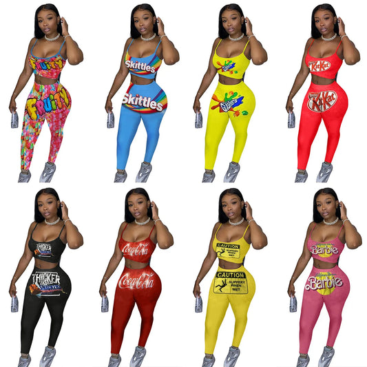 Two Piece Set Snickers Crop Top + Sports Pants 2 Piece Sets Womens Outfits Plus Size Women Clothing Wholesale Clothes