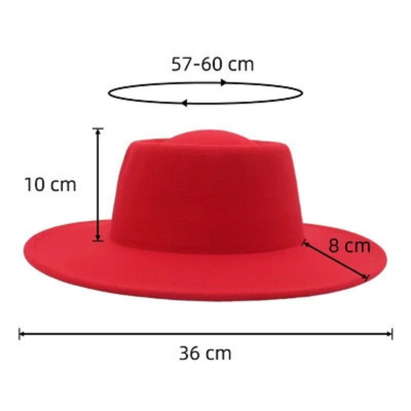 Retro Fedora 8cm Wide Brim Solid Color Concave-convex Dome Woolen Hat