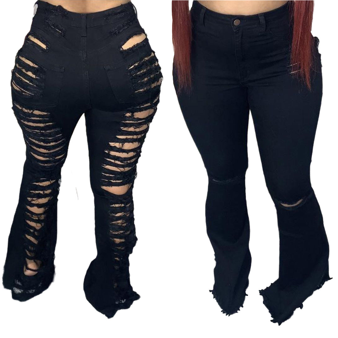 Trendy Unique Jeans Stretch Bell-bottom Pants