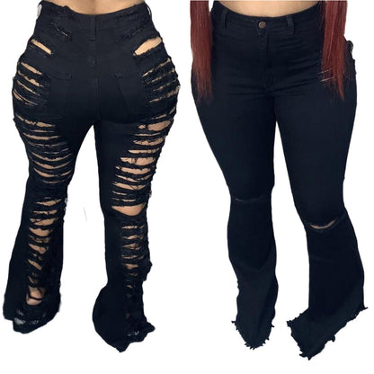 Trendy Unique Jeans Stretch Bell-bottom Pants