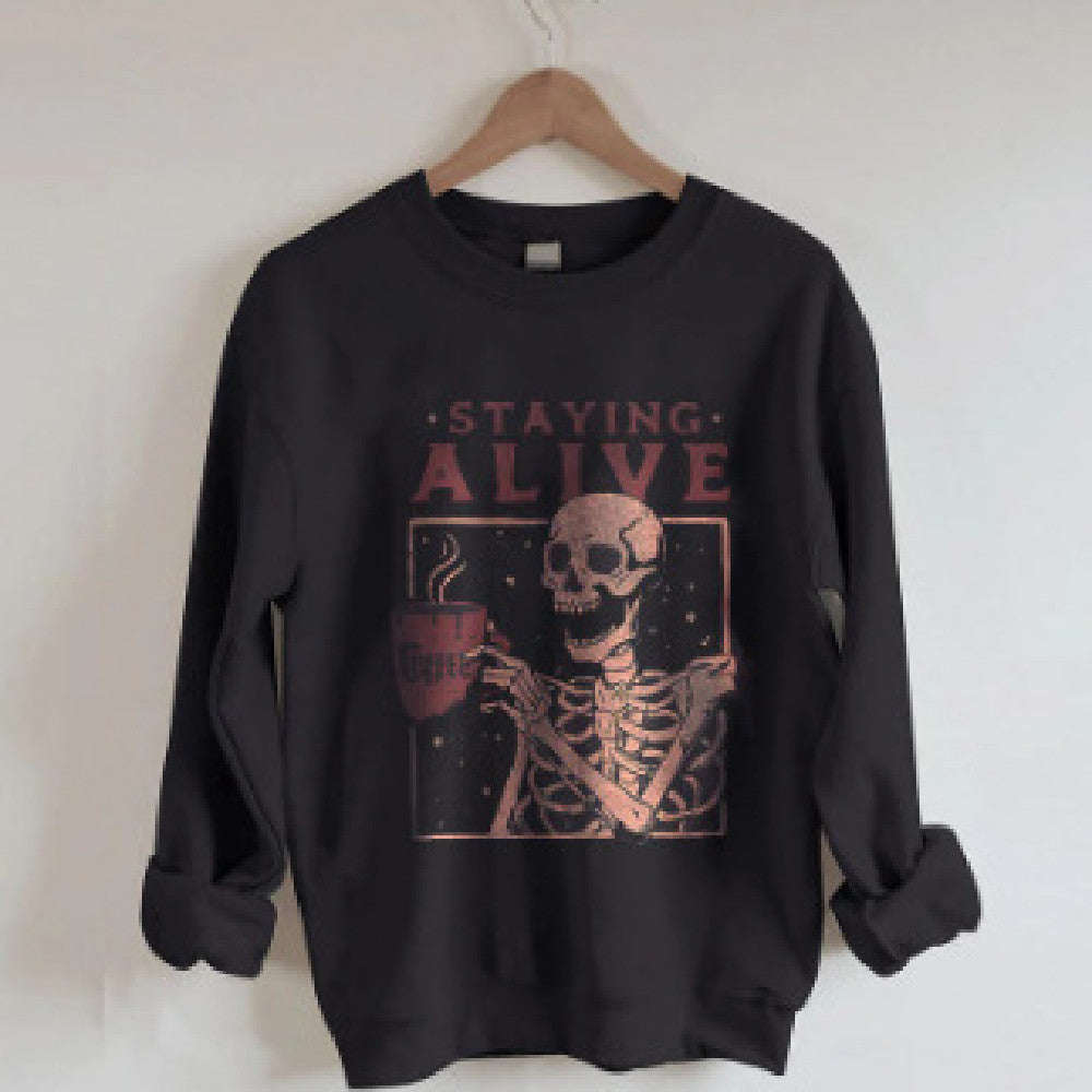 Pumpkin Printed Long Sleeved Top