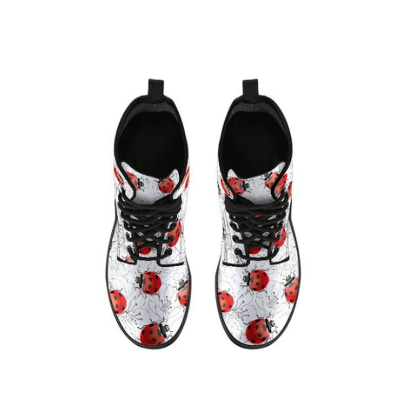 Digital Printing Women's High-top Motorcycle Boots LADYBIRD