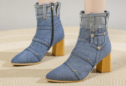 Denim Pointed Toe Boots