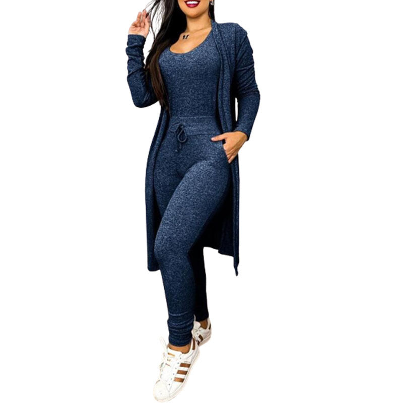 Women's Fashion Jumpsuit And Cardigan Set