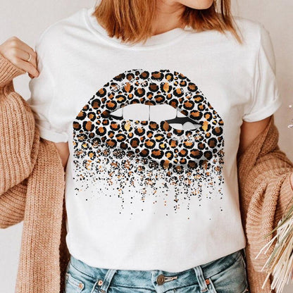 Creative Color Lip Print Short Sleeve