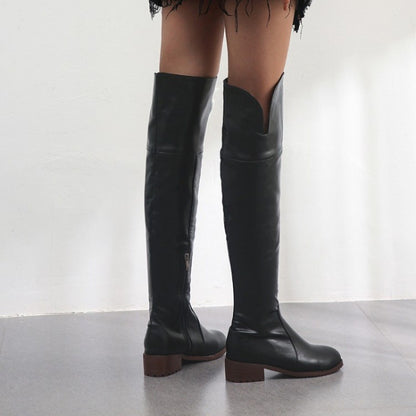 Over Knee Thigh High Boots Women Flat Low Heels Women Shoes Square Heel