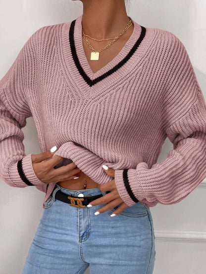 Winter Women's Clothes Cable Knit V Neck Sweaters