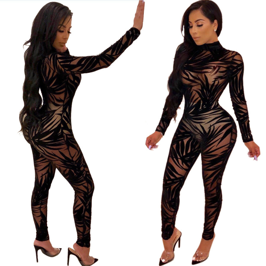 Sexy Mesh Hollow Perspective Jumpsuit