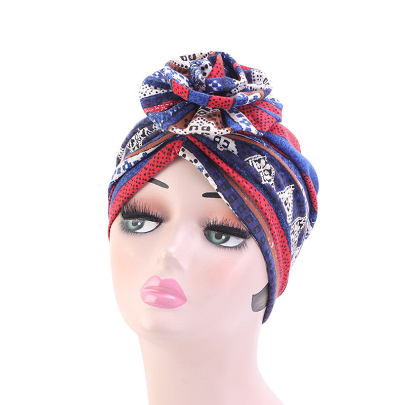 Cotton pan flower bandana hat