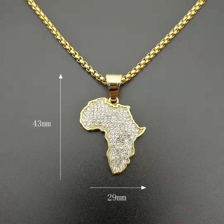 Diamonds Africa map pendant necklace