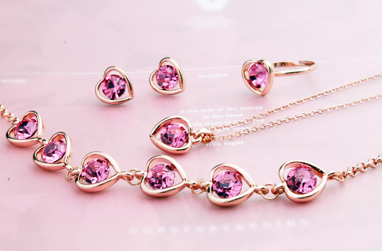 Peach Heart Jewelry Set