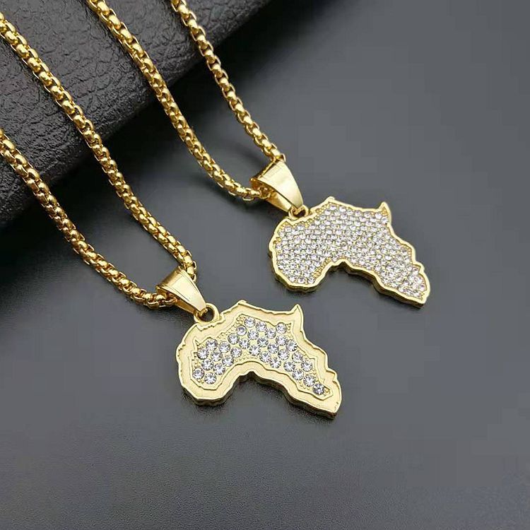 Diamonds Africa map pendant necklace