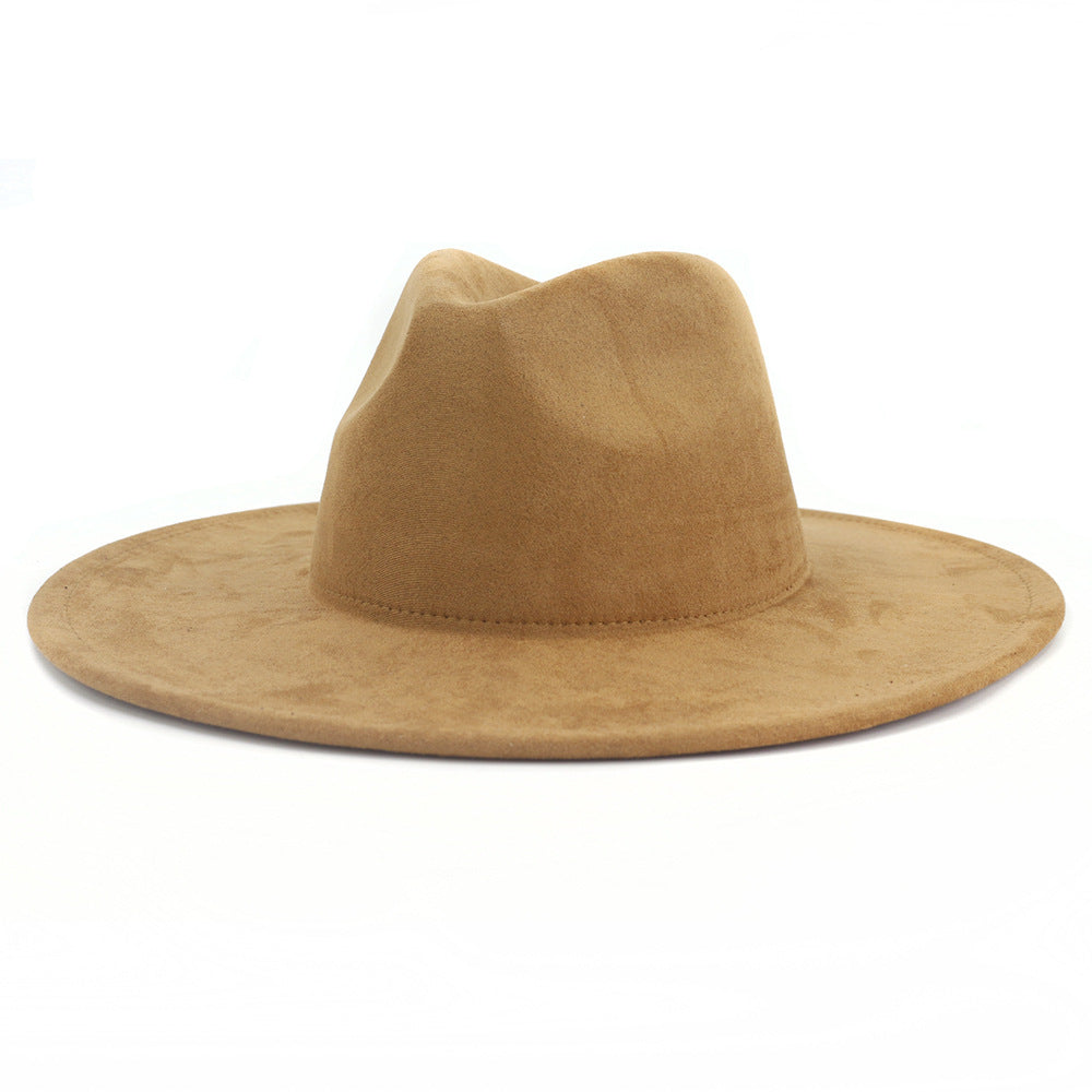 Suede Top Big Brim Flat Edge Gentlemen's Hat