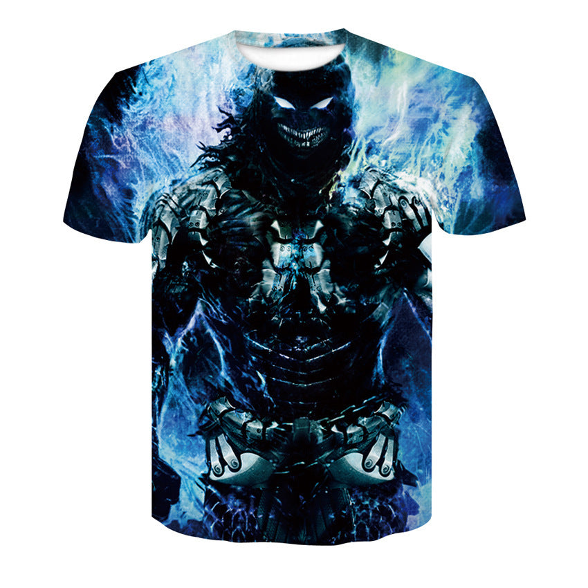 Men's T-Shirt 3d Skull Poker-Fashion Round-Neck Short-Sleeved