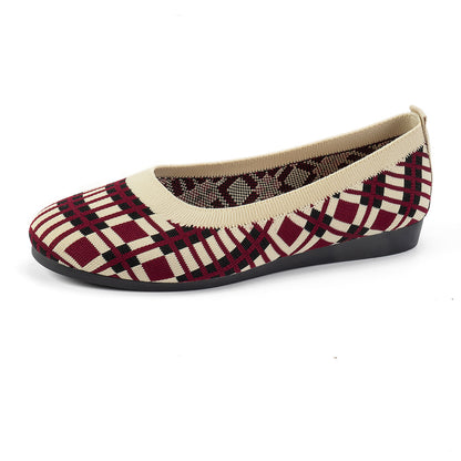 Plaid Print Casual Breathable Slip On Round-toe Mesh Shoes