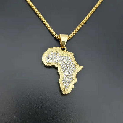 Diamonds Africa map pendant necklace