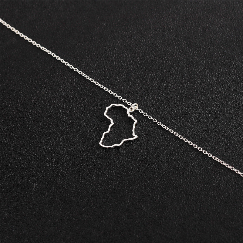 Outline africa map clavicle necklace