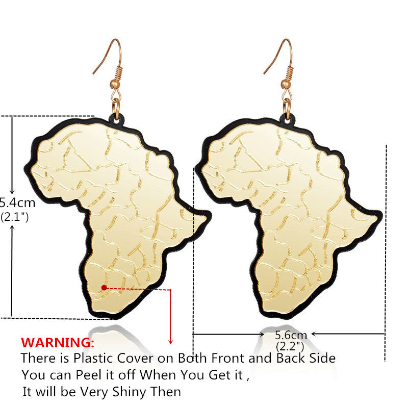 Golden Africa map pendant Earrings