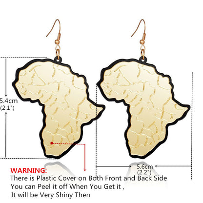 Golden Africa map pendant Earrings