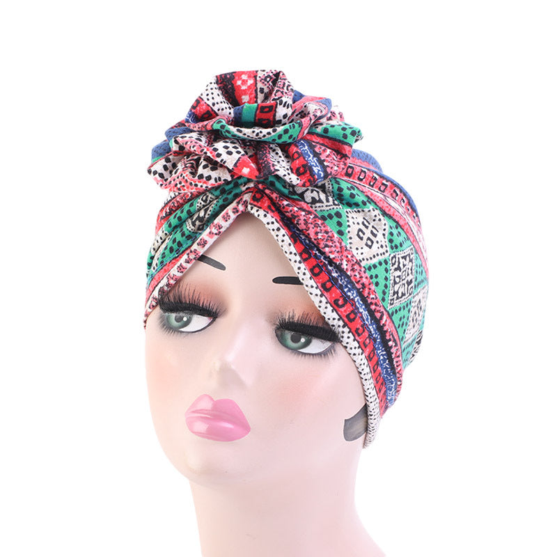 Cotton pan flower bandana hat