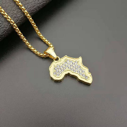 Diamonds Africa map pendant necklace