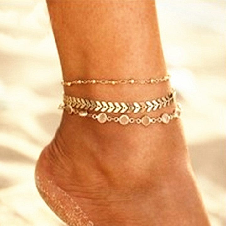 Multilayer Airplane Crystal Beach Anklet