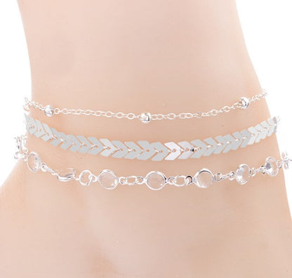 Multilayer Airplane Crystal Beach Anklet