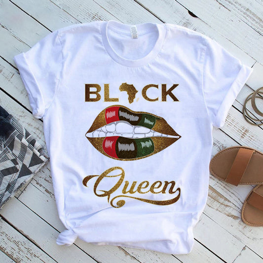 Cool Melanin Black Girl Print Female Shirt