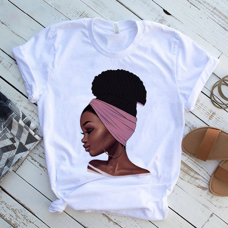 Cool Melanin Black Girl Print Female Shirt