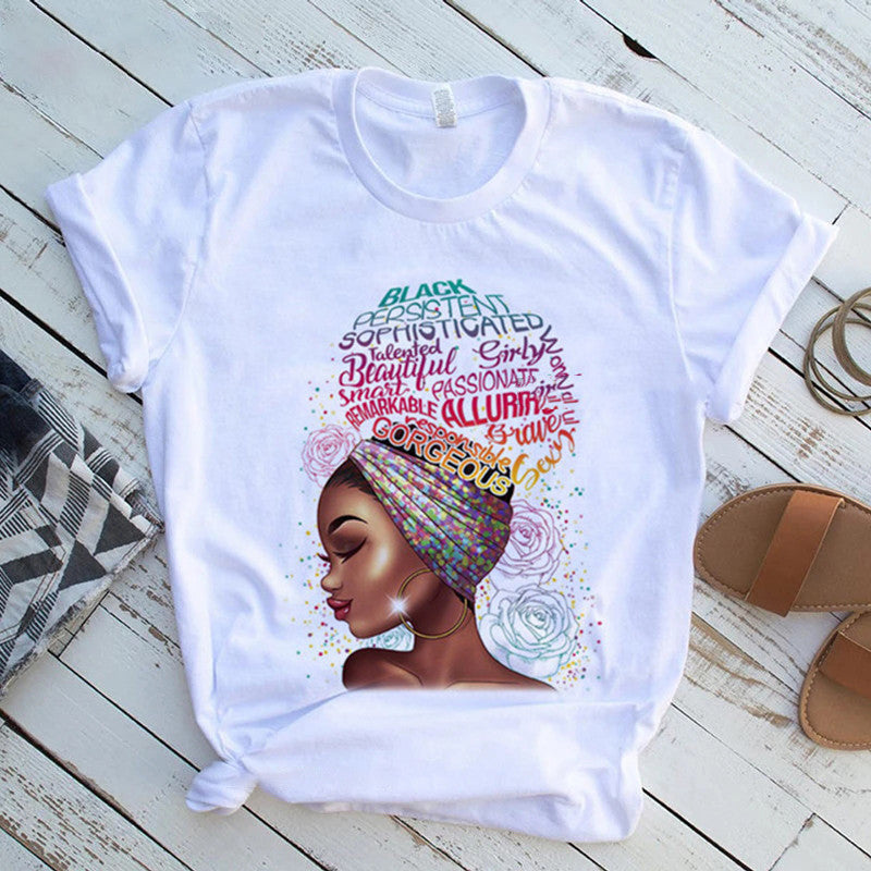 Cool Melanin Black Girl Print Female Shirt