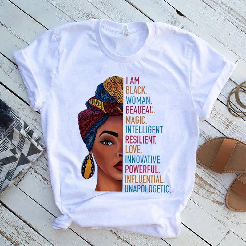 Cool Melanin Black Girl Print Female Shirt