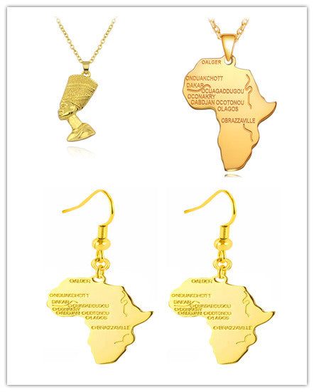 Outline africa map clavicle necklace