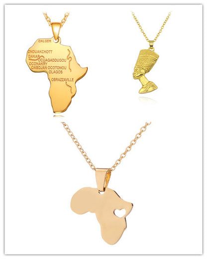 Outline africa map clavicle necklace