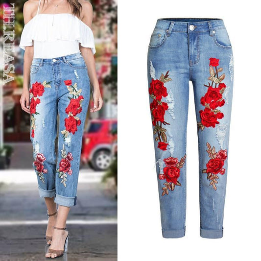 Long Jeans Loose Women Hole Pants